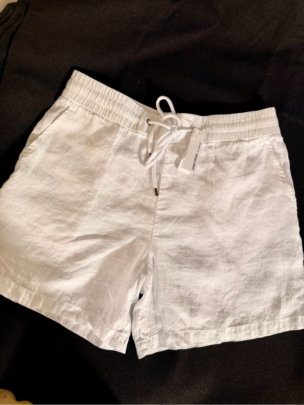 James Perse Women’s Linen White Drawstring Shorts Size 2